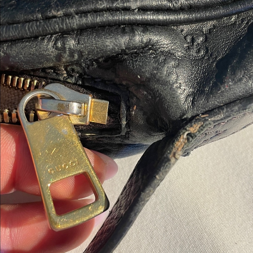 Gucci Black Leather guccisima monogram camera crossbody bag - Picture 10 of 15